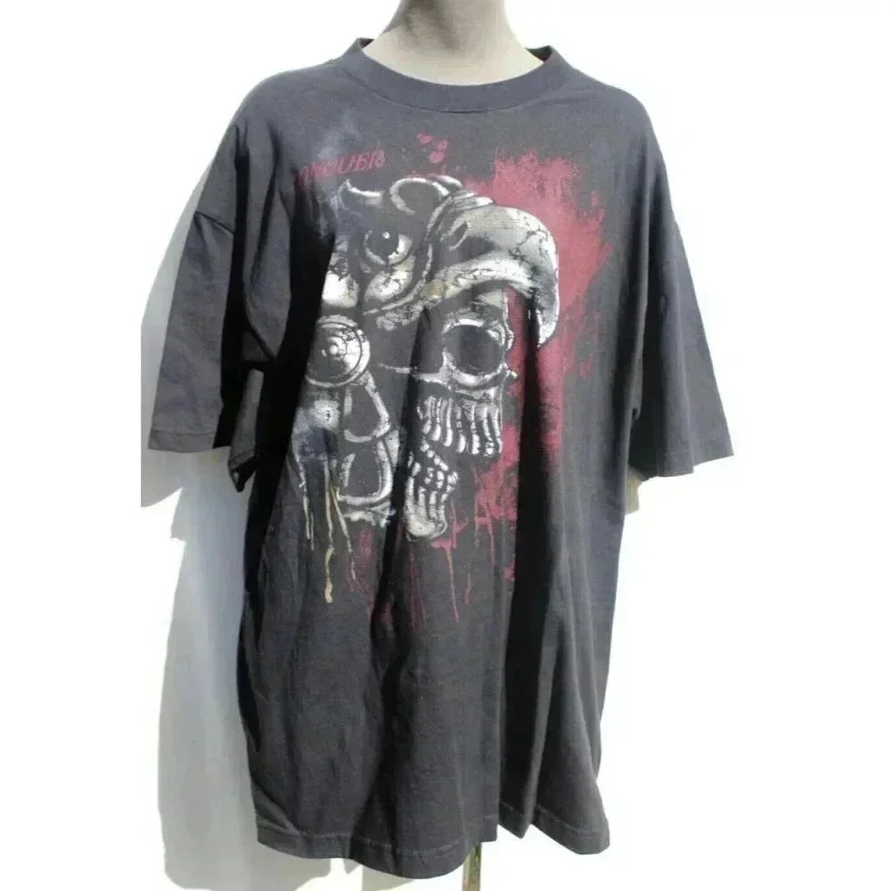 Vintage Conquer Graphic Tee Black Concert TourT-Shirt Tee Shirt XL